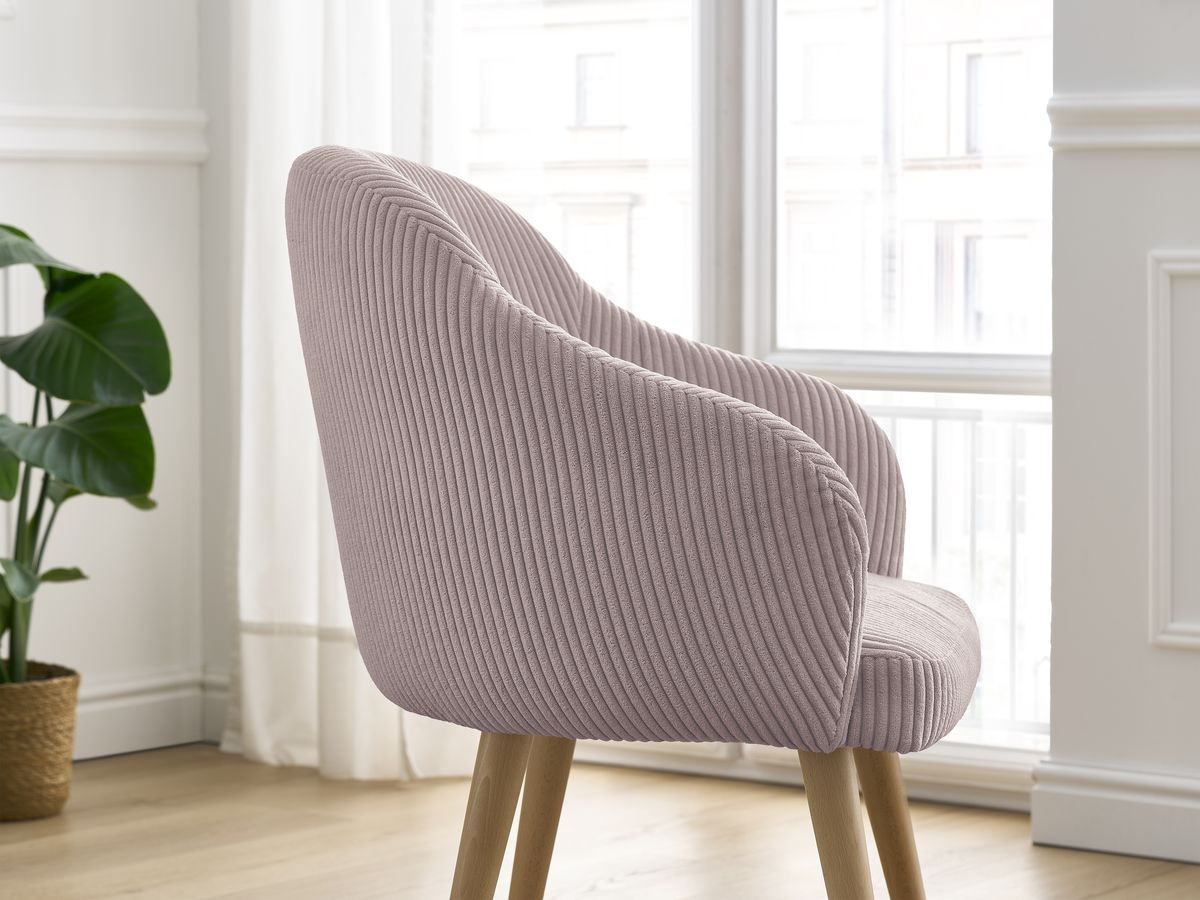 Chaise SOPHIE tissu velours côtelé et pieds scandinaves bois