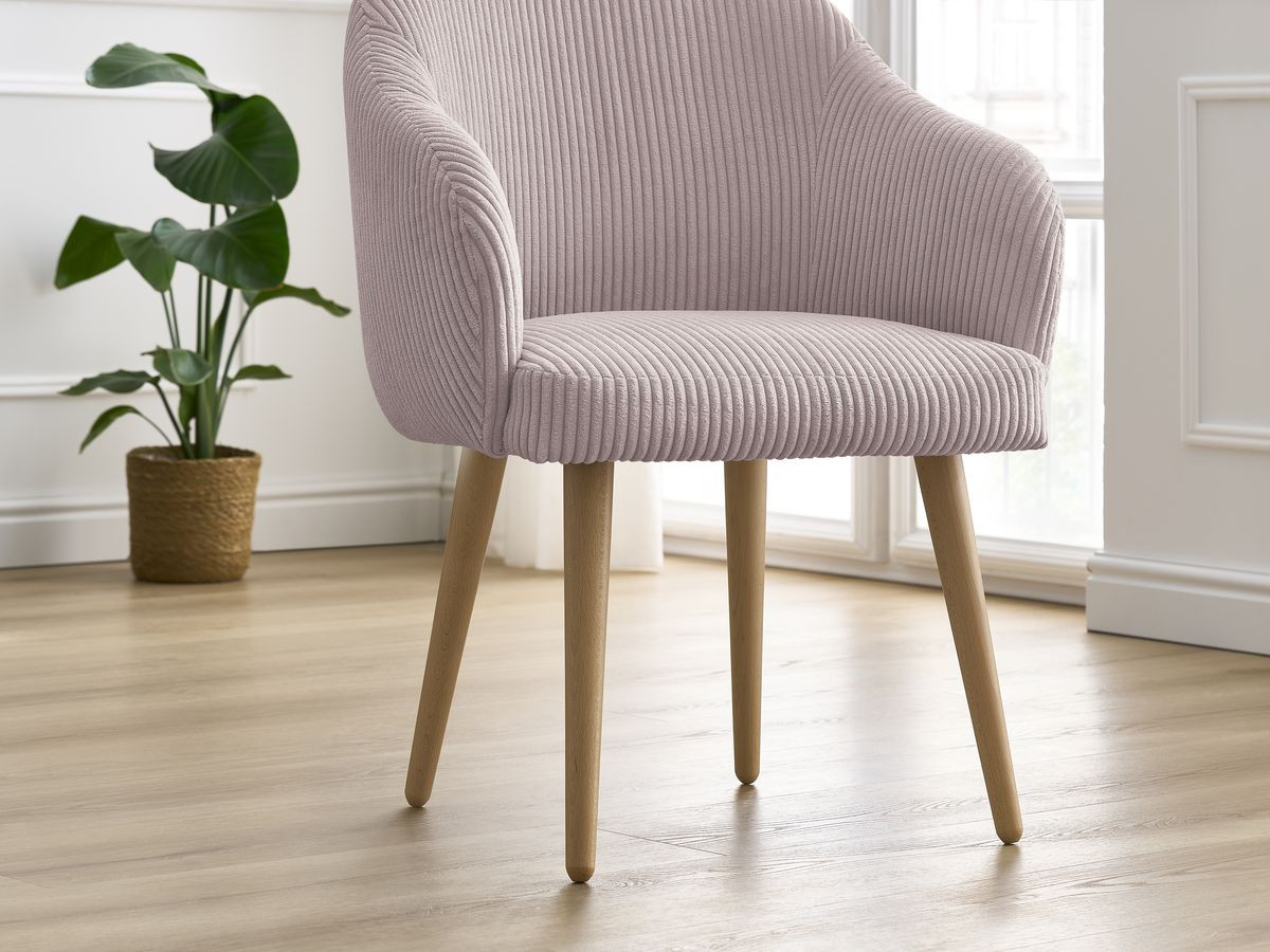 Chaise SOPHIE tissu velours côtelé et pieds scandinaves bois