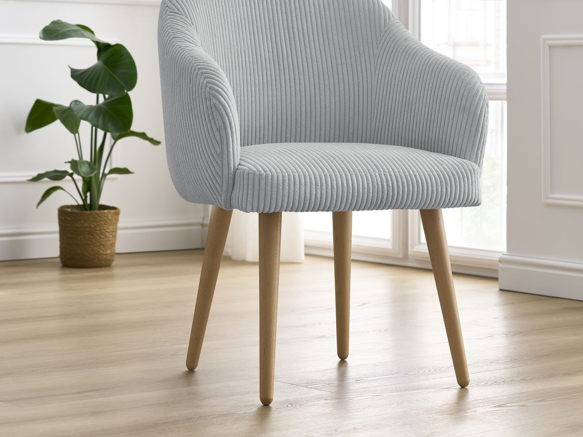 Chaise SOPHIE tissu velours côtelé et pieds scandinaves bois