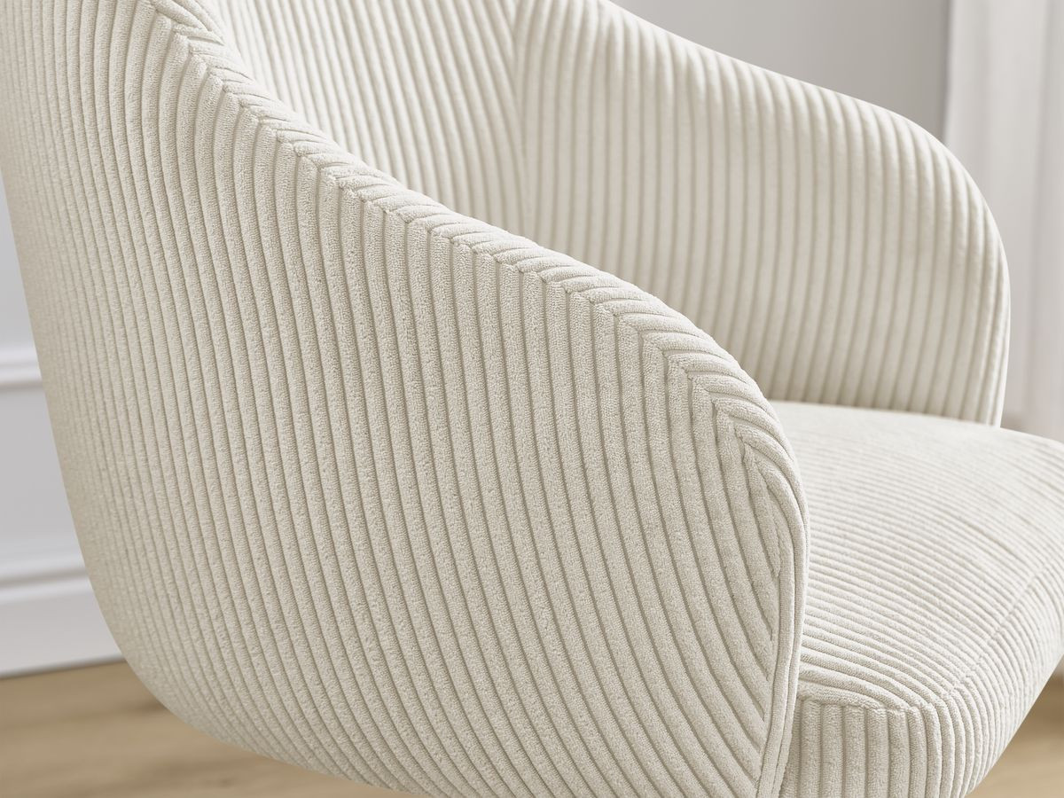 SOPHIE stoel in corduroy stof en Scandinavische houten poten