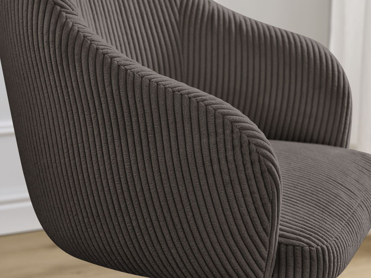 Chaise SOPHIE tissu velours côtelé et pieds scandinaves bois