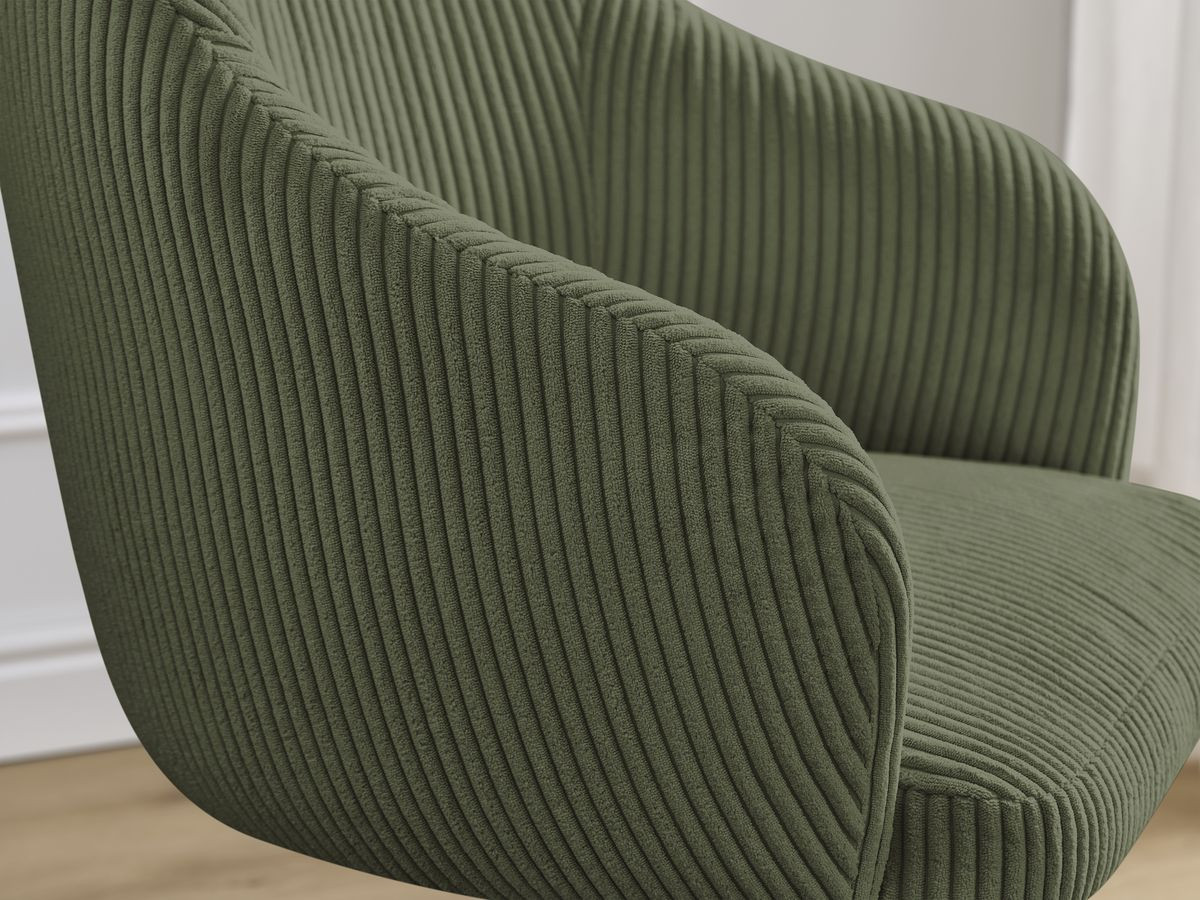 Chaise SOPHIE tissu velours côtelé et pieds scandinaves bois