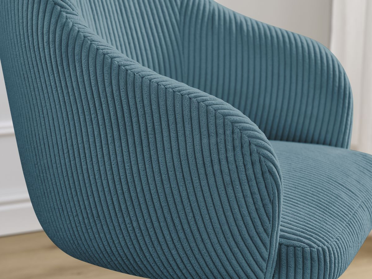 Chaise SOPHIE tissu velours côtelé et pieds scandinaves bois