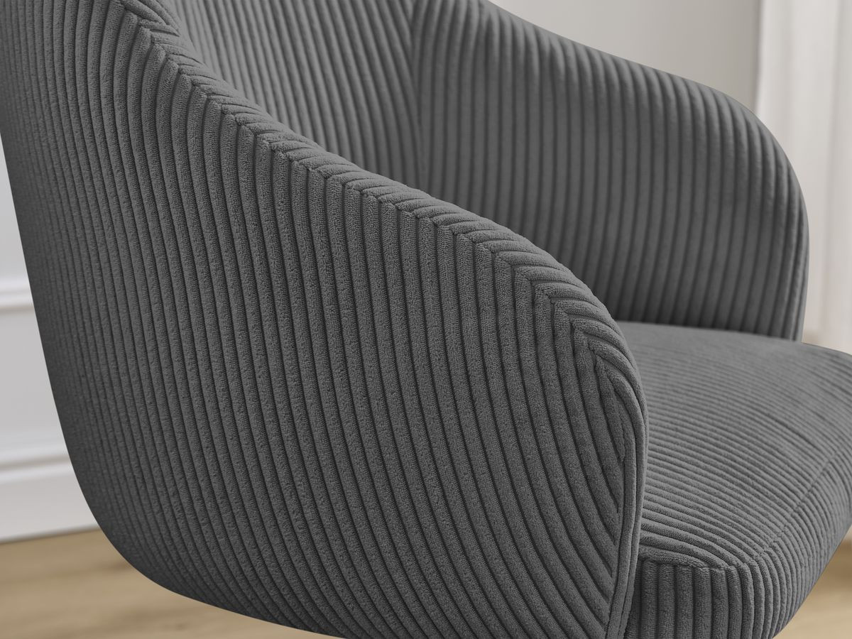 Chaise SOPHIE tissu velours côtelé et pieds scandinaves bois