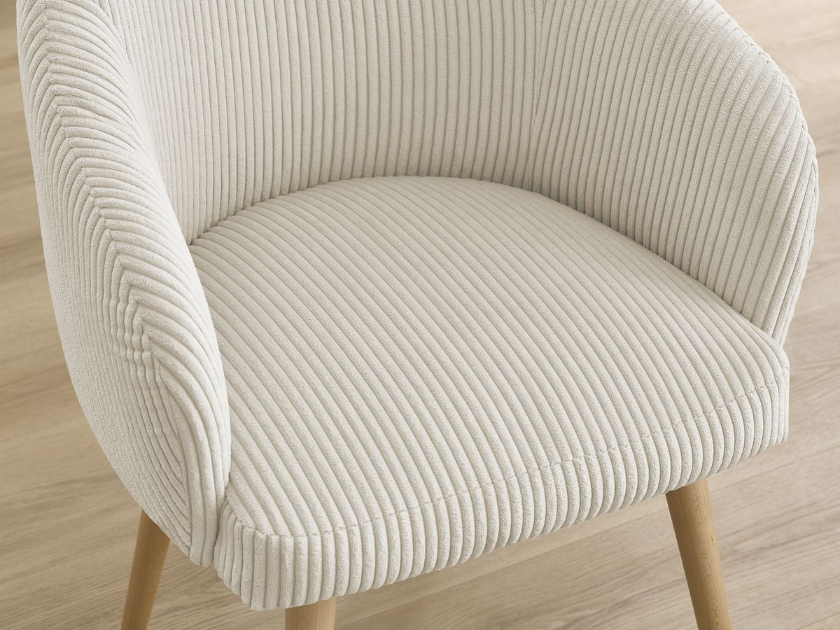 SOPHIE stoel in corduroy stof en Scandinavische houten poten