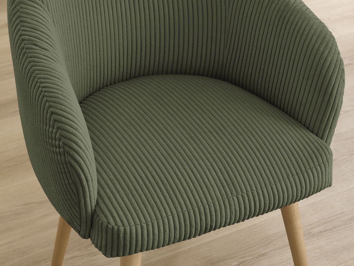 Chaise SOPHIE tissu velours côtelé et pieds scandinaves bois