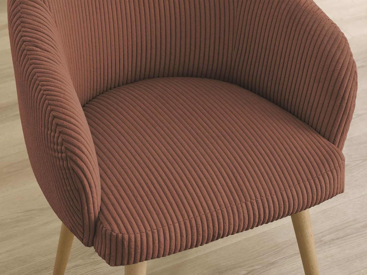 Chaise SOPHIE tissu velours côtelé et pieds scandinaves bois