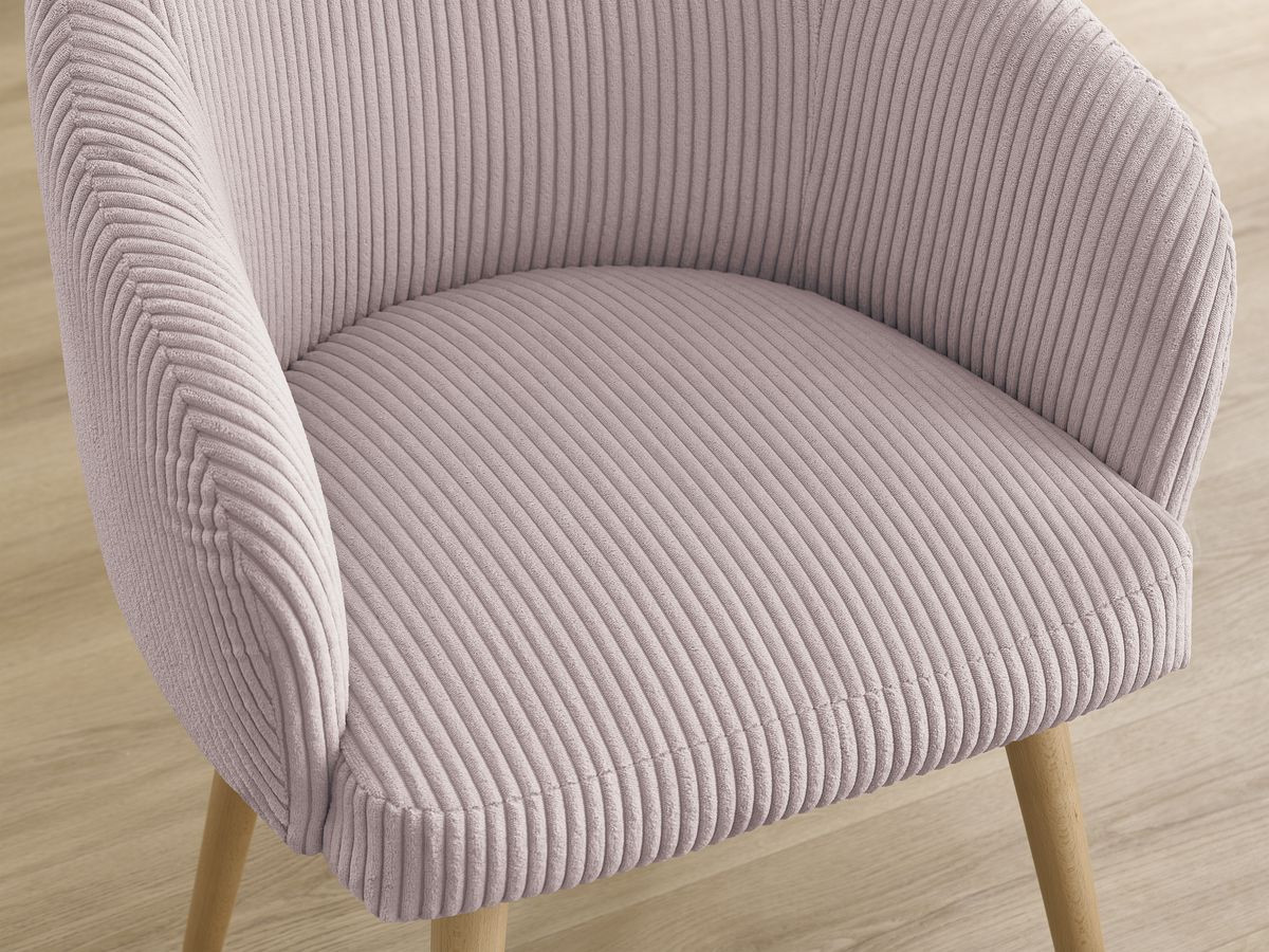 Chaise SOPHIE tissu velours côtelé et pieds scandinaves bois