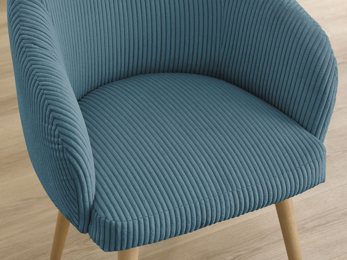 Chaise SOPHIE tissu velours côtelé et pieds scandinaves bois