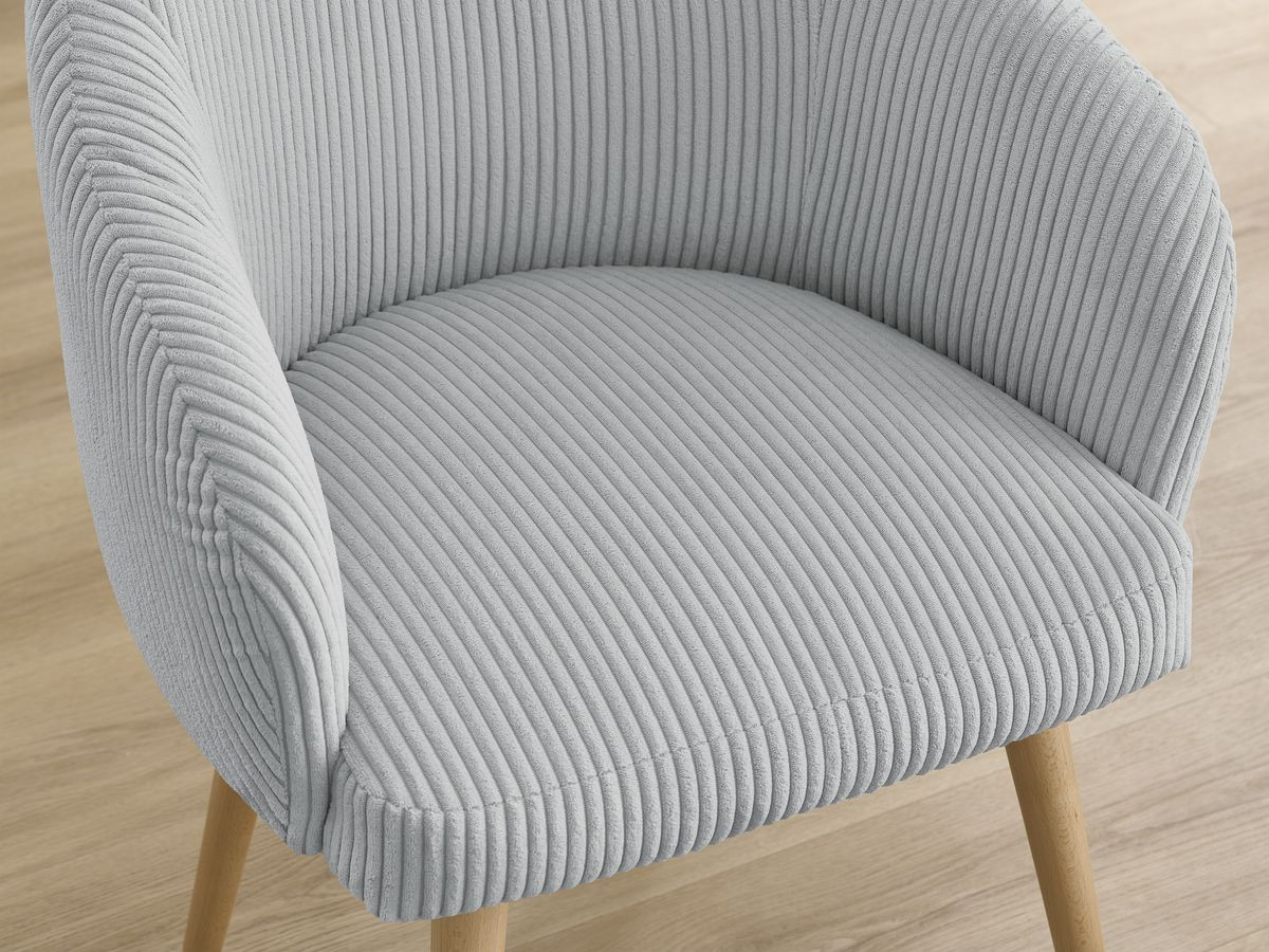Chaise SOPHIE tissu velours côtelé et pieds scandinaves bois