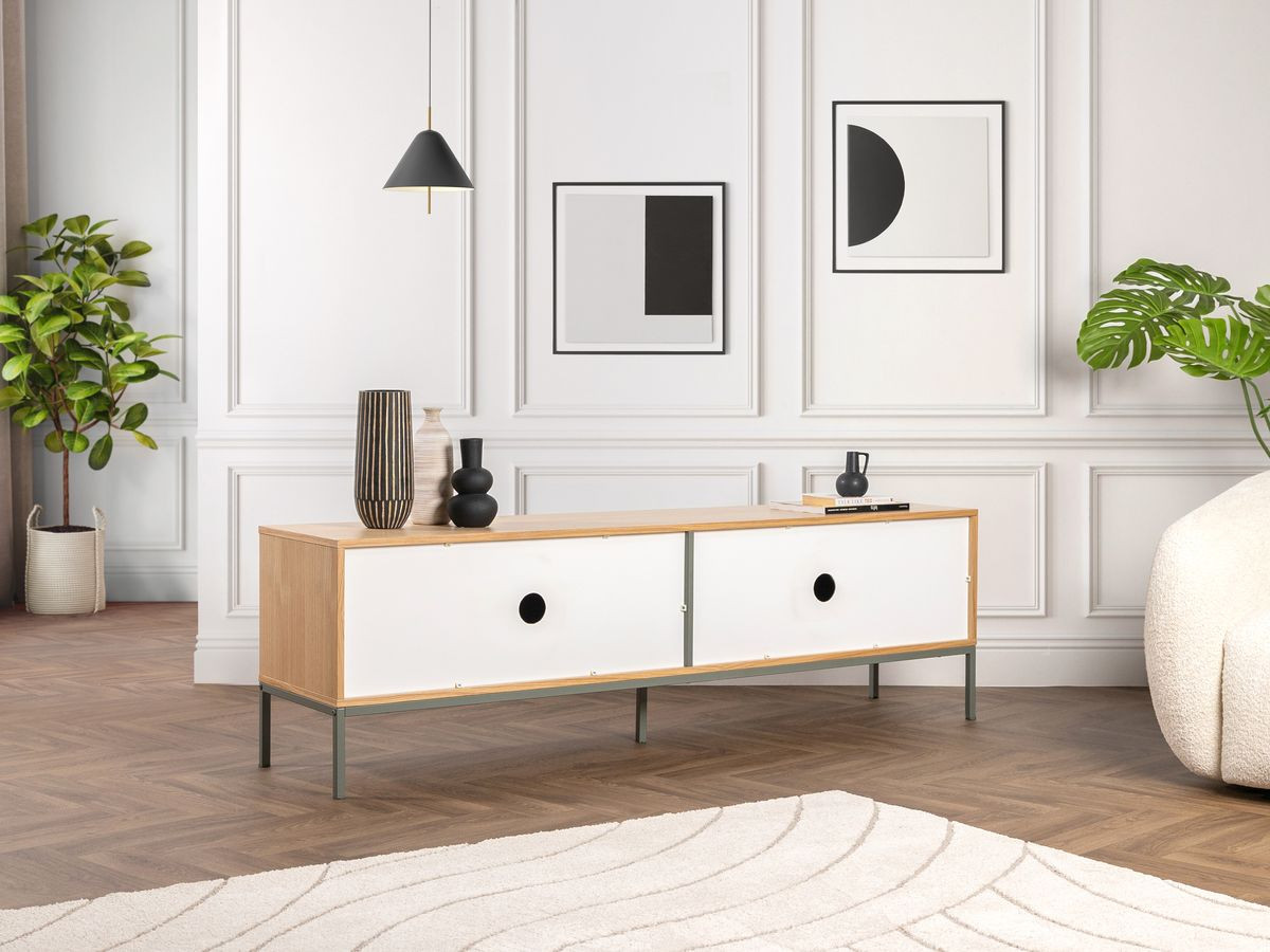 SOHO groene 4-deurs tv-kast 180 cm met metalen poten