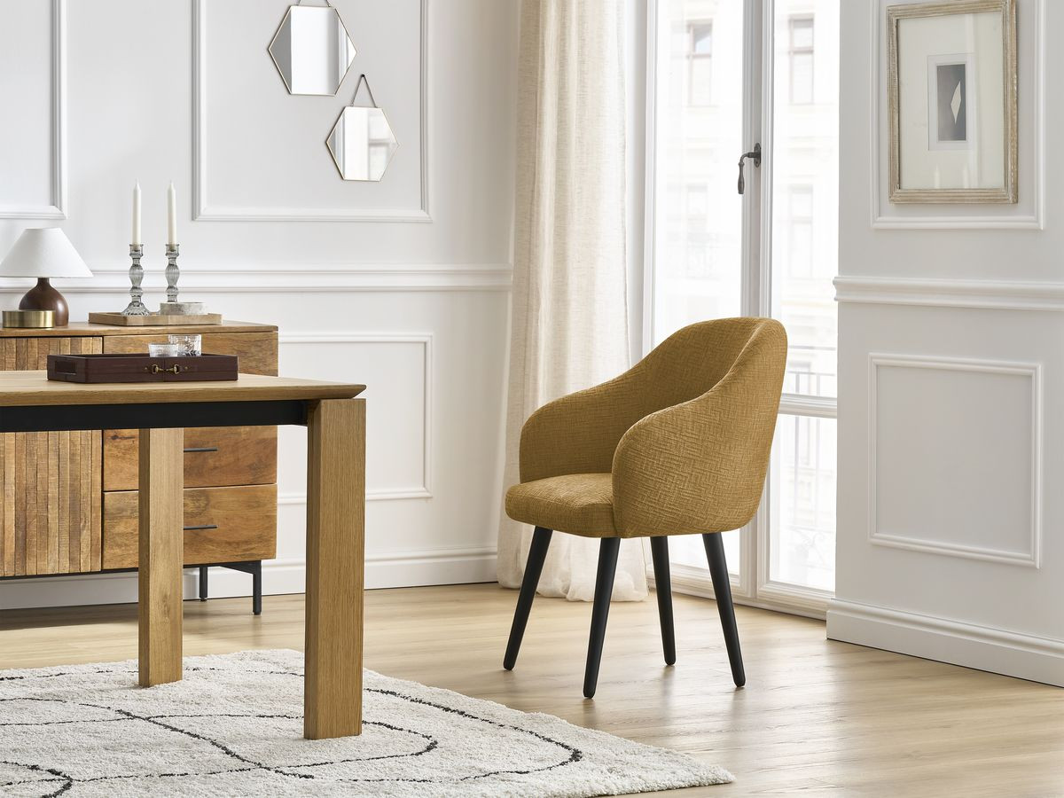 Chaise SOPHIE texturé et pieds scandinaves noirs jaune — vue 5