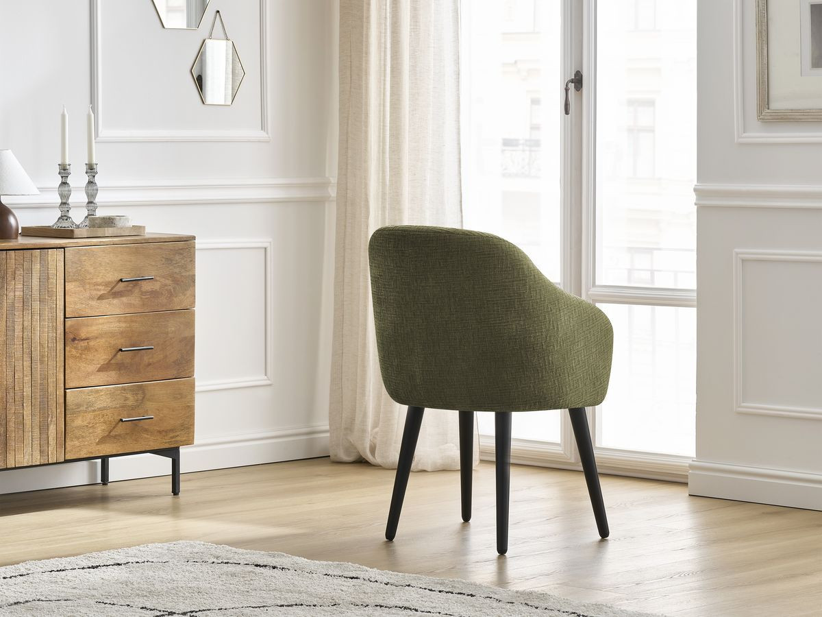 Chaise SOPHIE tissu texturé et pieds scandinaves noirs