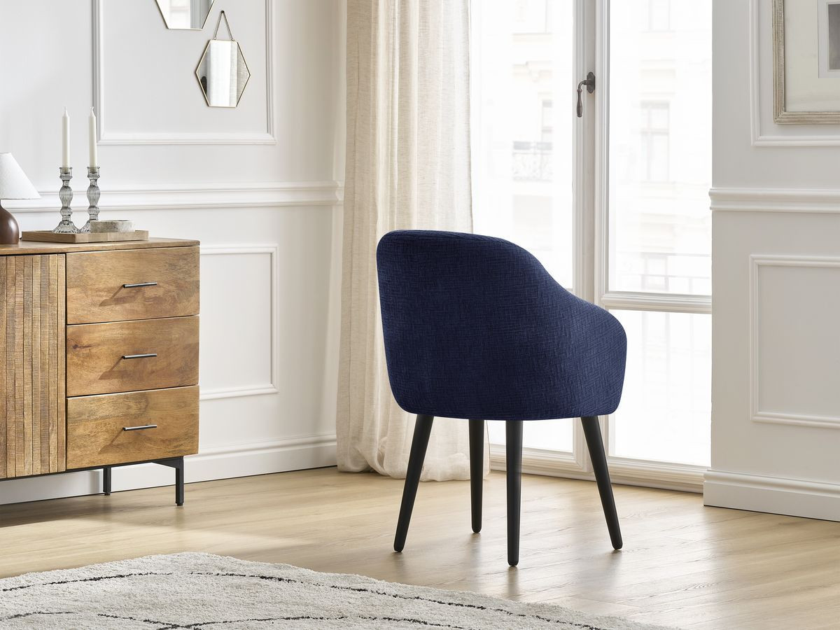 Chaise SOPHIE tissu texturé et pieds scandinaves noirs