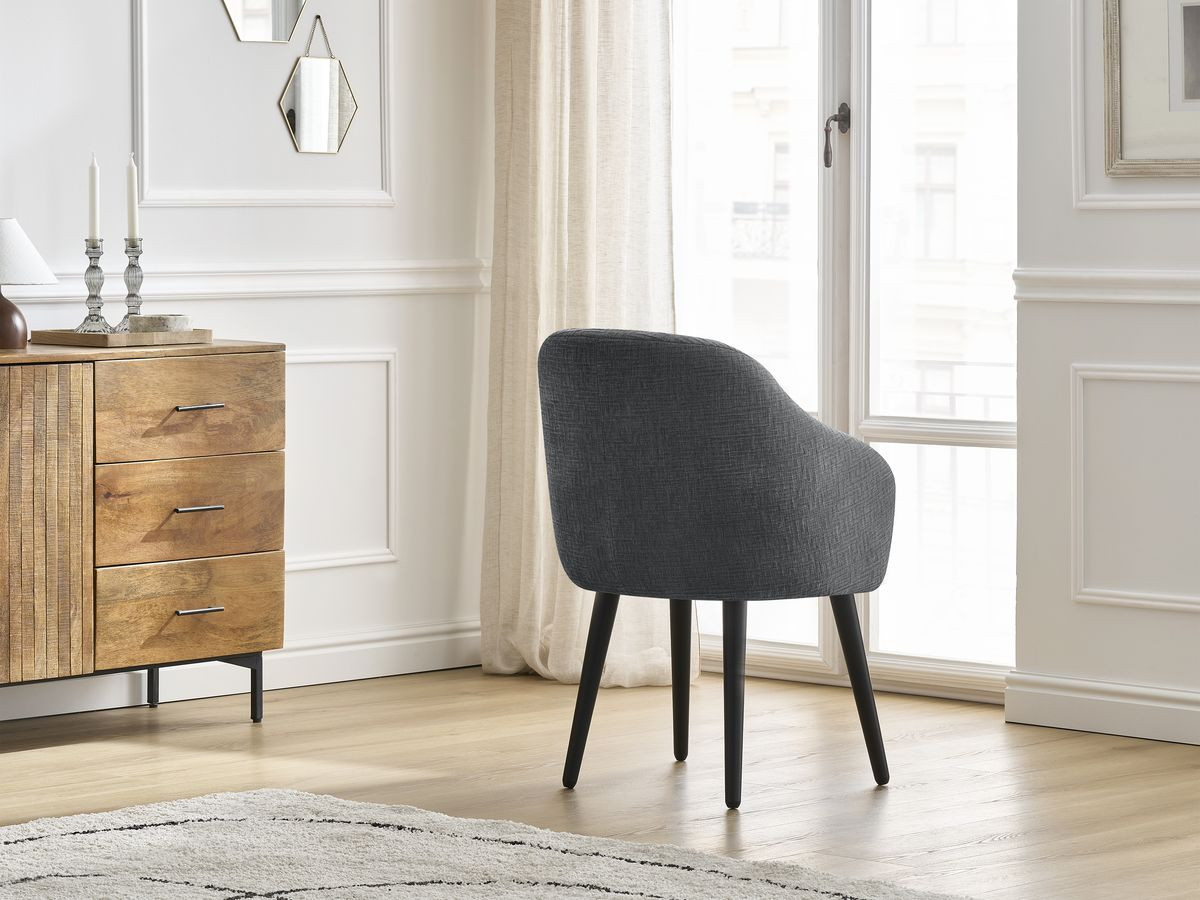 Chaise SOPHIE tissu texturé et pieds scandinaves noirs