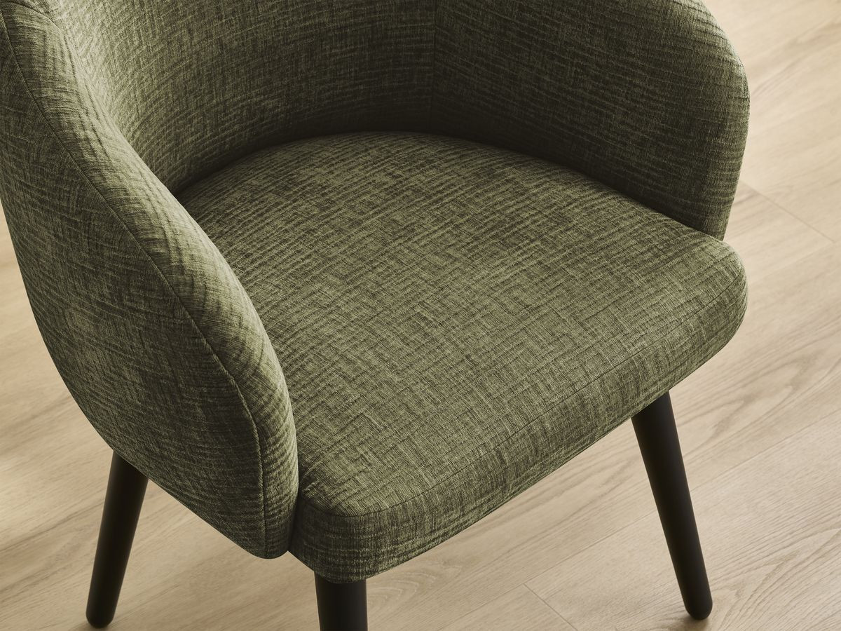 Chaise SOPHIE tissu texturé et pieds scandinaves noirs