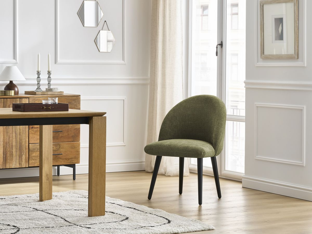 LALIE stoel met structuurstof en zwarte Scandinavische poten