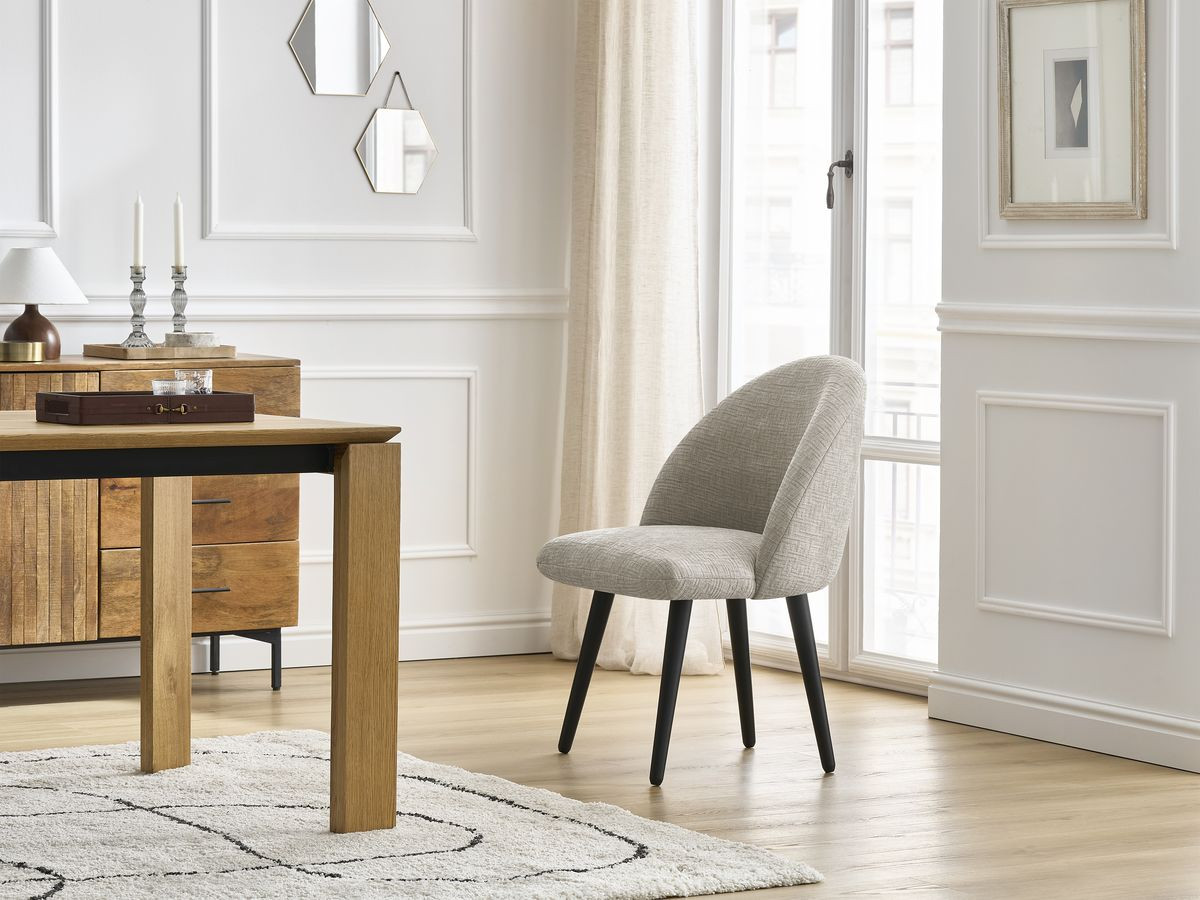 Chaise LALIE texturé et pieds scandinaves noirs beige — vue 5