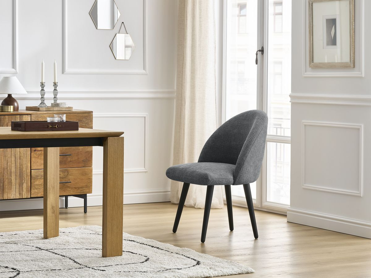 Chaise LALIE texturé et pieds scandinaves noirs gris foncé — vue 5