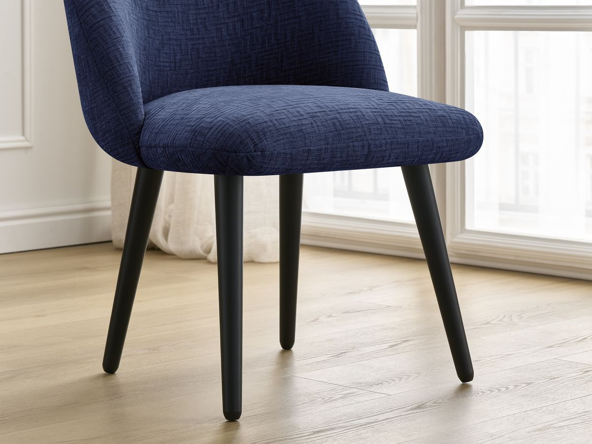 LALIE stoel met structuurstof en zwarte Scandinavische poten