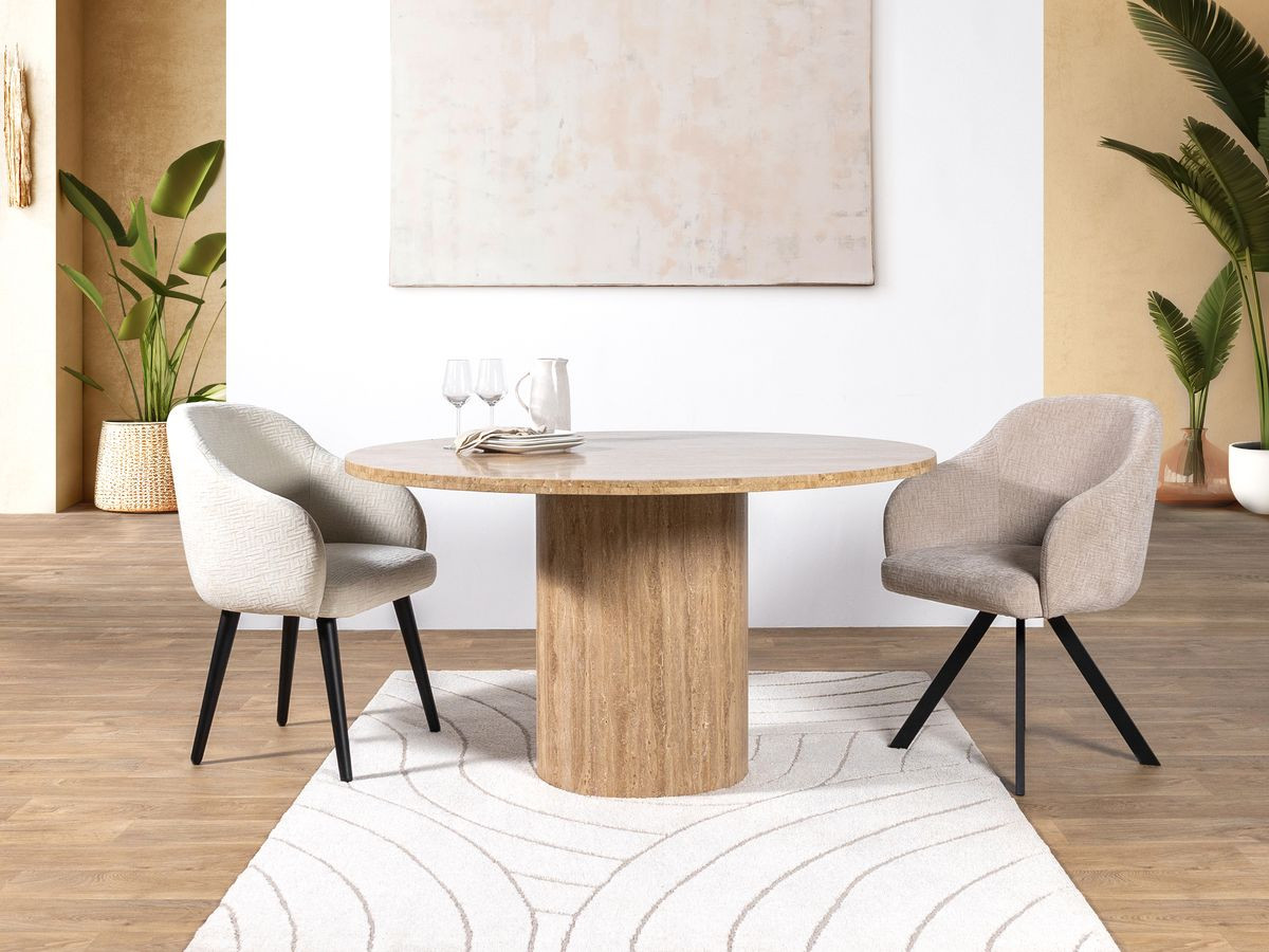 Ronde eettafel D.140 cm BOECIA naturel travertijn