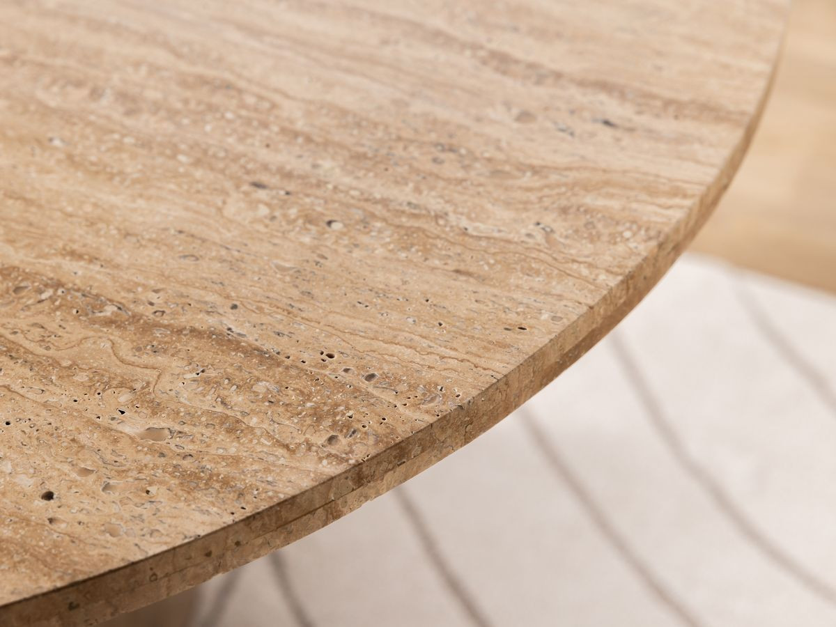 Ronde eettafel D.140 cm BOECIA naturel travertijn