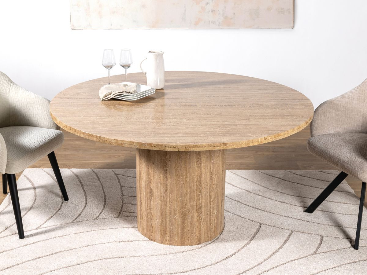Ronde eettafel D.140 cm BOECIA naturel travertijn