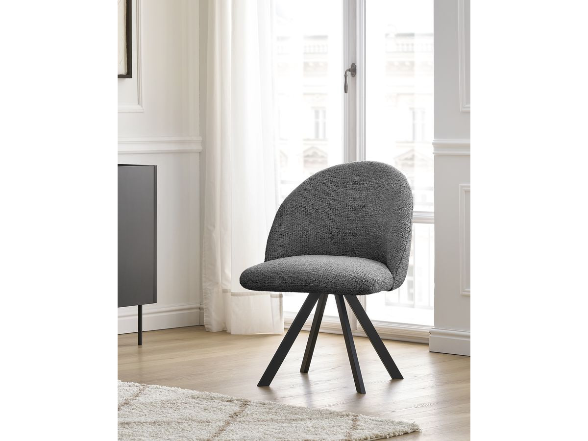 Lot de chaises LALIE tissu chiné et pieds étoile