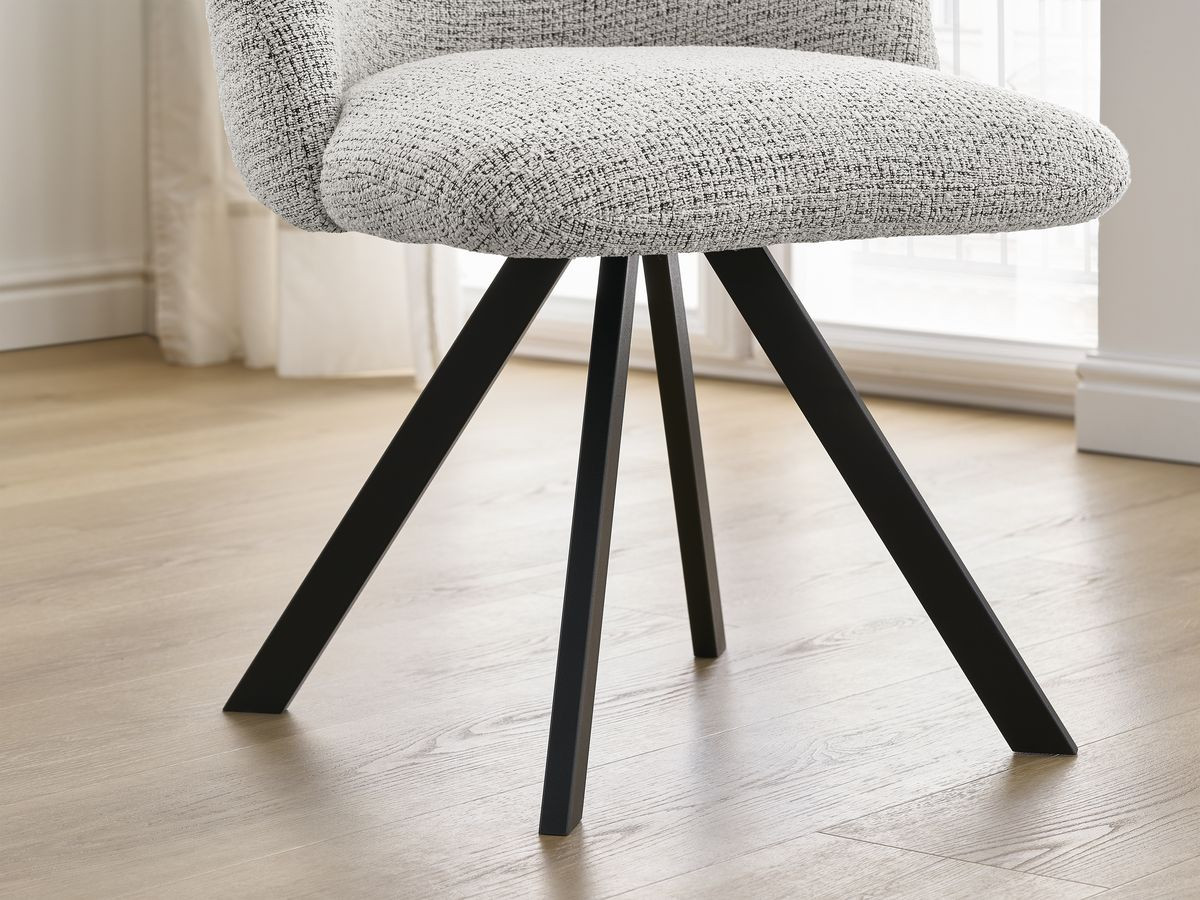 Lot de chaises LALIE tissu chiné et pieds étoile