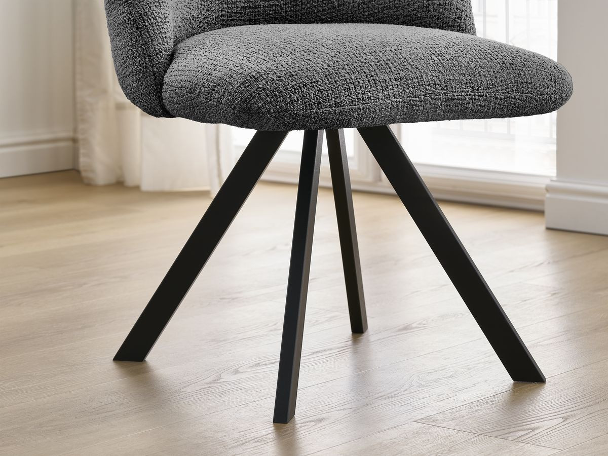 Lot de chaises LALIE tissu chiné et pieds étoile
