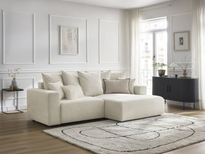 Canapé d'angle convertible coffre ATILLA tissu chiné