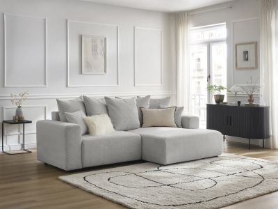 Canapé d'angle convertible coffre ATILLA tissu chiné