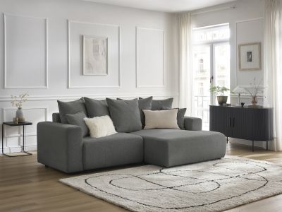Canapé d'angle convertible coffre ATILLA tissu chiné