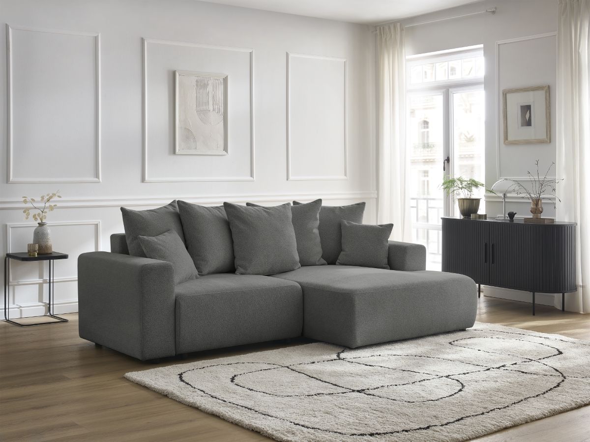 Canapé d'angle convertible coffre ATILLA chiné gris foncé — vue 5