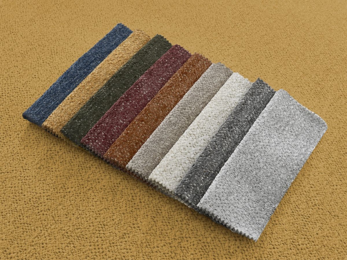 Canapé d'angle fixe EVEREST tissu chiné - Orange - Angle droit - 10 coussins