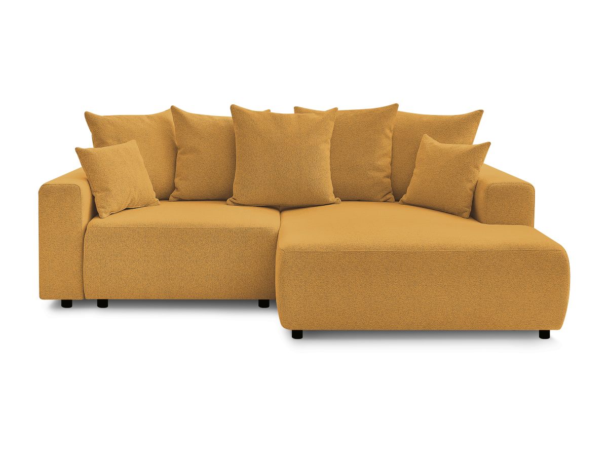 Canapé d'angle fixe EVEREST tissu chiné - Orange - Angle droit - 10 coussins