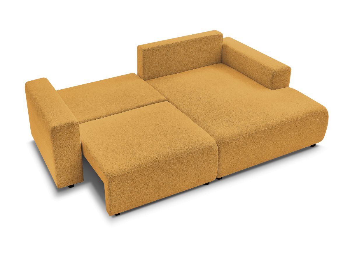Canapé d'angle fixe EVEREST tissu chiné - Orange - Angle droit - 10 coussins