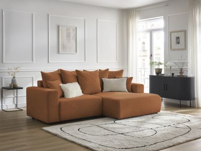 Canapé d'angle convertible coffre ATILLA tissu chiné