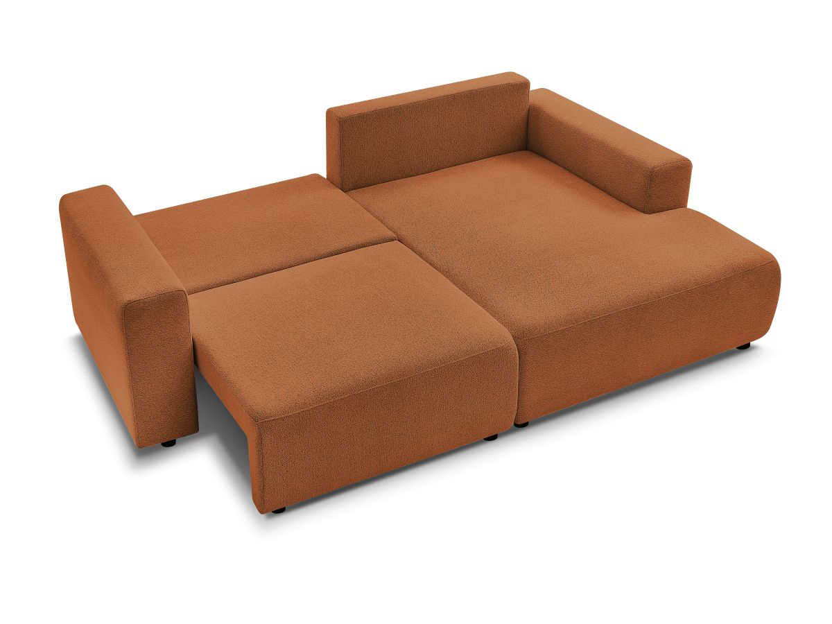 Canapé d'angle fixe EVEREST tissu chiné - Orange - Angle droit - 10 coussins