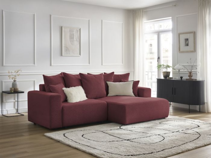 Canapé d'angle convertible coffre ATILLA tissu chiné