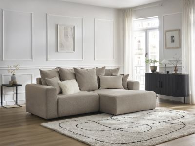 Canapé d'angle convertible coffre ATILLA tissu chiné