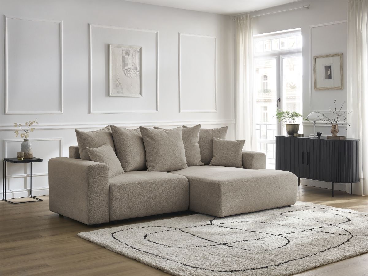 Canapé d'angle convertible coffre ATILLA chiné taupe — vue 5