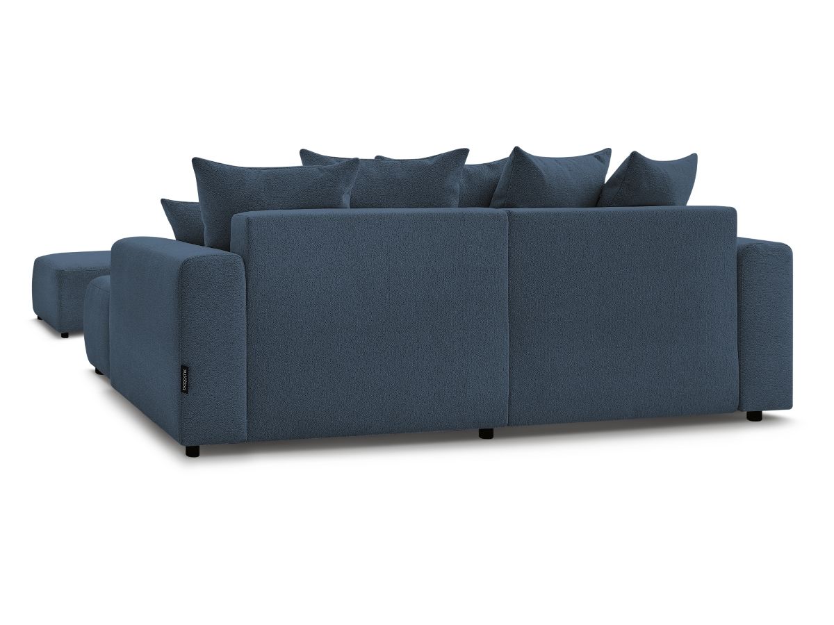 Canapé d'angle convertible coffre ATILLA tissu chiné avec pouf