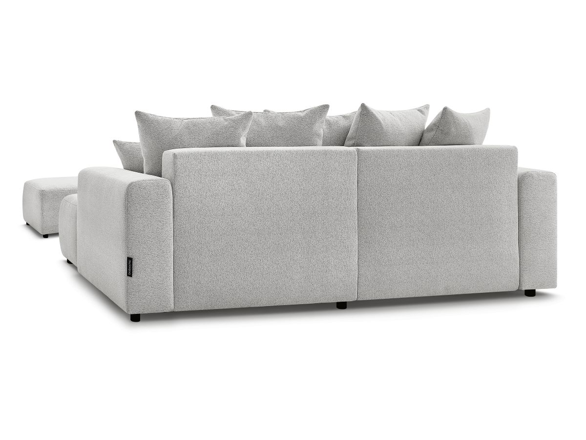 Canapé d'angle convertible coffre ATILLA tissu chiné avec pouf