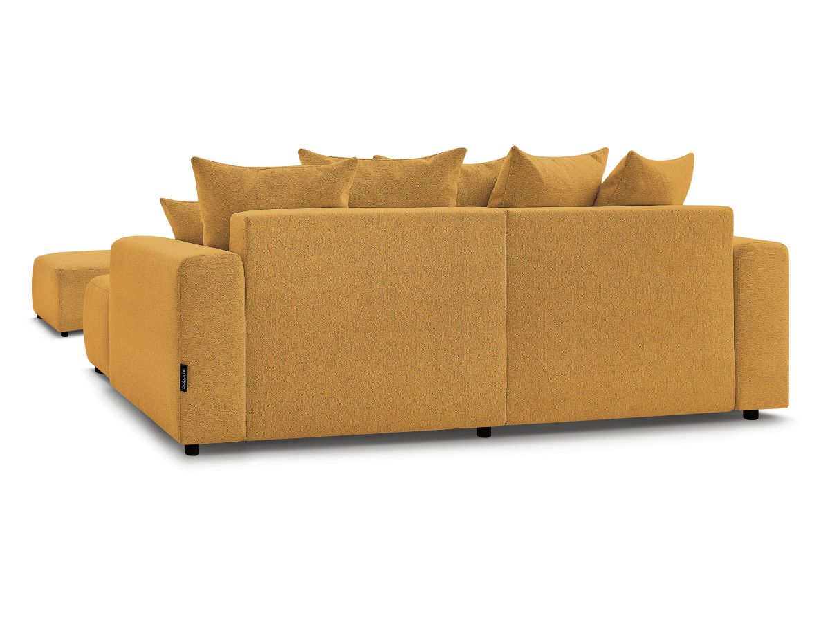 Canapé d'angle convertible coffre ATILLA tissu chiné avec pouf
