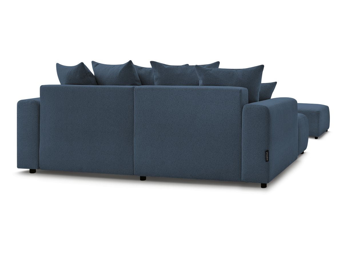 Canapé d'angle convertible coffre ATILLA tissu chiné avec pouf