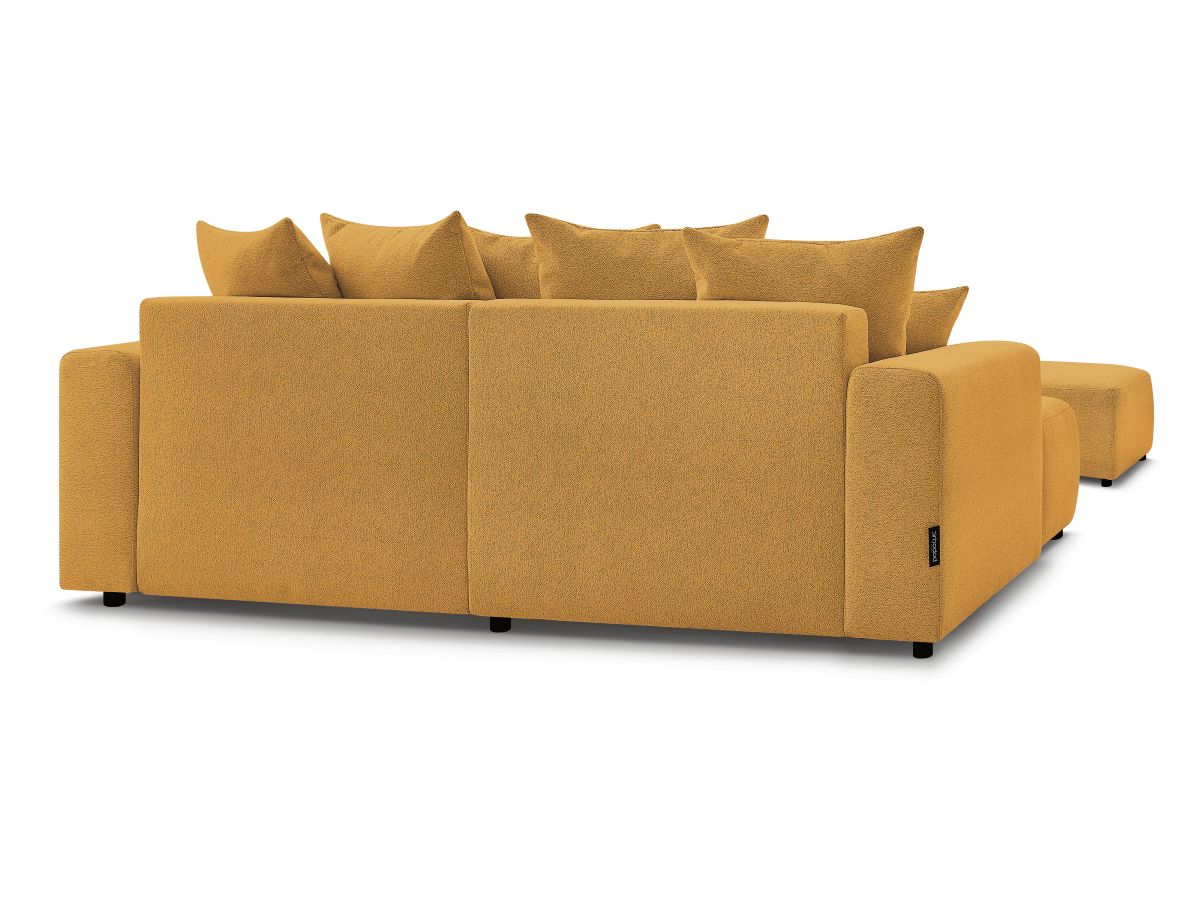 Canapé d'angle convertible coffre ATILLA tissu chiné avec pouf