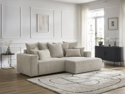 Canapé d'angle convertible coffre ATILLA tissu texturé