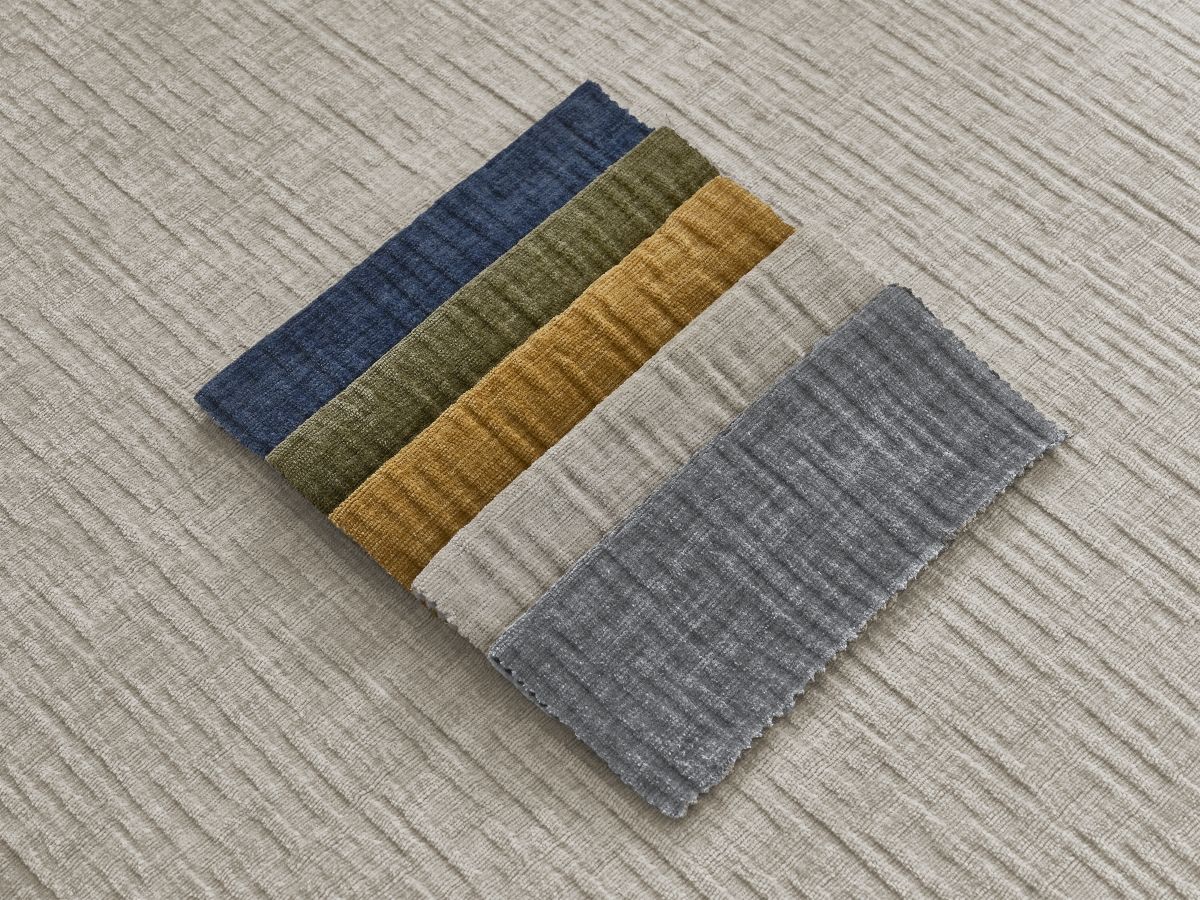 Canapé d'angle fixe EVEREST tissu chiné - Orange - Angle droit - 10 coussins