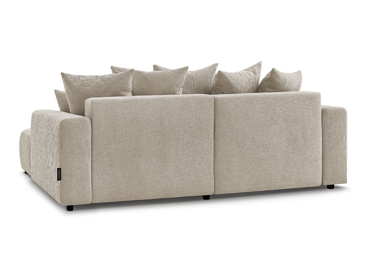 Canapé d'angle fixe EVEREST tissu chiné - Orange - Angle droit - 10 coussins
